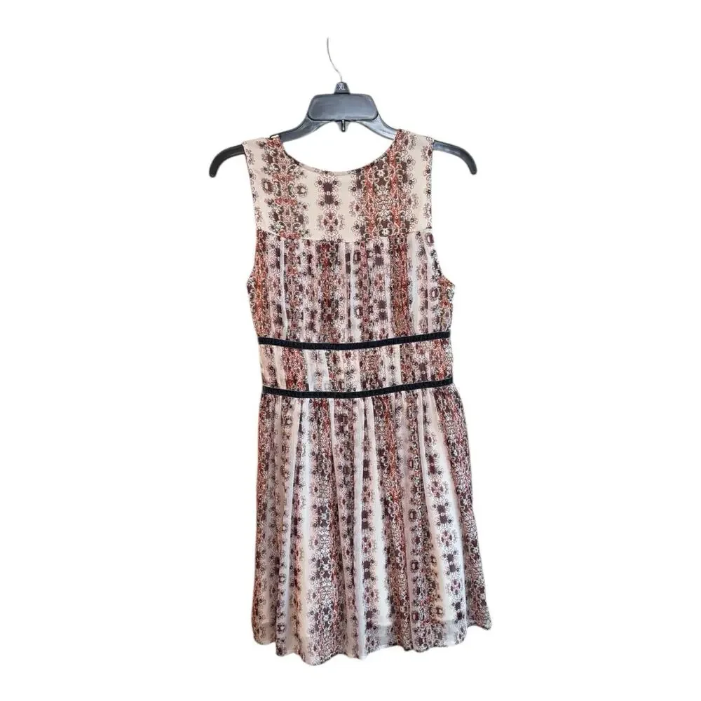 Abercrombie Fitch Floral V-neck‎ Babydoll Dress Velvet Banding Sz S Boho EUC